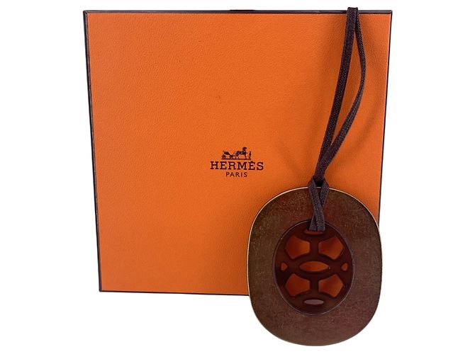 Hermès Collana Cord Lift in corno di bufalo e lacca marrone e oro Hermes - vista 2