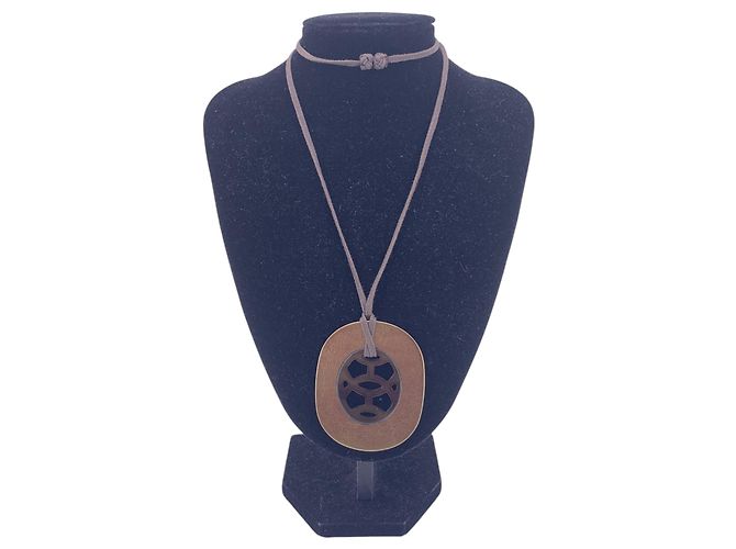 Hermès Collana Cord Lift in corno di bufalo e lacca marrone e oro Hermes - vista 3