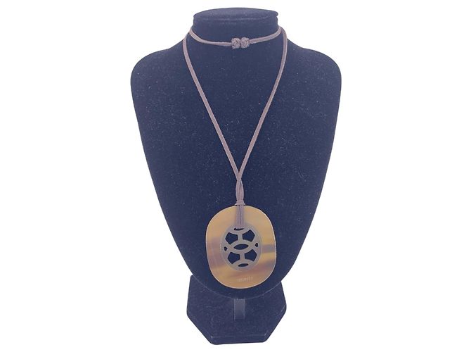 Hermès Collana Cord Lift in corno di bufalo e lacca marrone e oro Hermes - vista 4