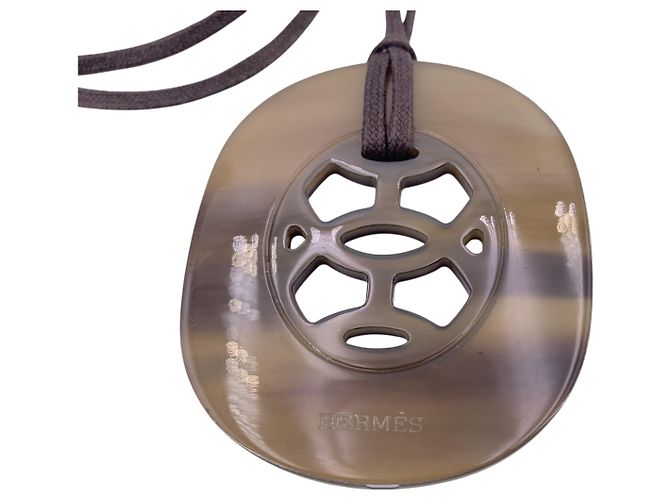 Hermès Collana Cord Lift in corno di bufalo e lacca marrone e oro Hermes - vista 6