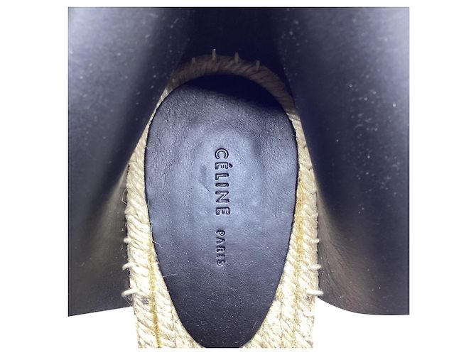 Céline Sandali wedge espadrillas con cinturino alla caviglia Celine in pelle marrone Rosso - vista 10