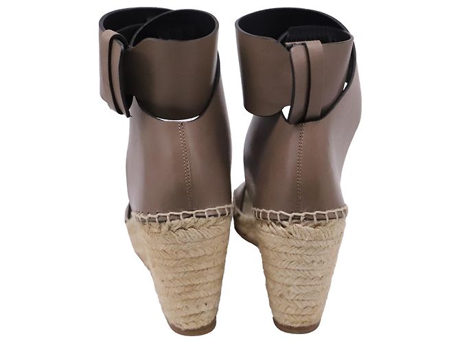 Céline Sandali wedge espadrillas con cinturino alla caviglia Celine in pelle marrone Rosso - vista 5