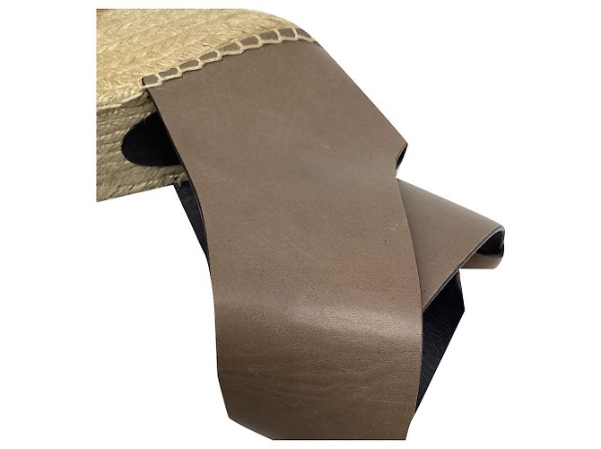 Céline Sandali wedge espadrillas con cinturino alla caviglia Celine in pelle marrone Rosso - vista 7