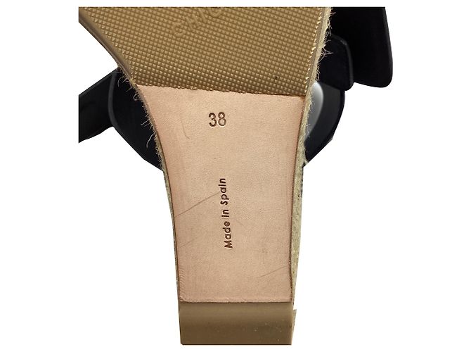 Céline Sandali wedge espadrillas con cinturino alla caviglia Celine in pelle marrone Rosso - vista 8