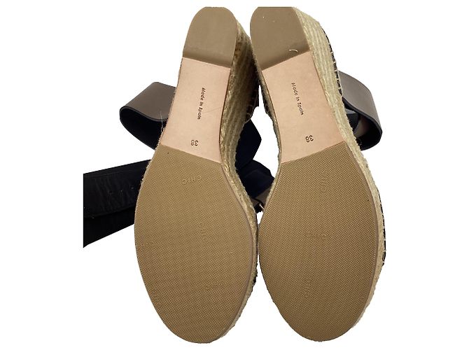 Céline Sandali wedge espadrillas con cinturino alla caviglia Celine in pelle marrone Rosso - vista 9