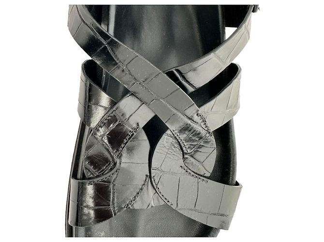 Totême Sandálias slingback Toteme em pele com efeito de crocodilo em preto - vista 11