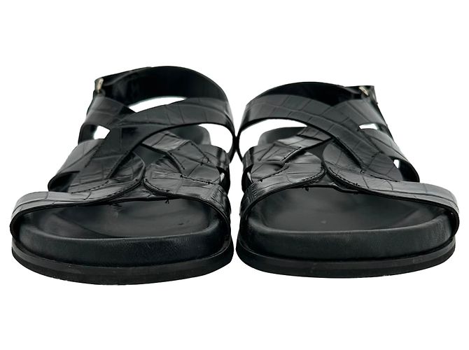 Totême Sandálias slingback Toteme em pele com efeito de crocodilo em preto - vista 2