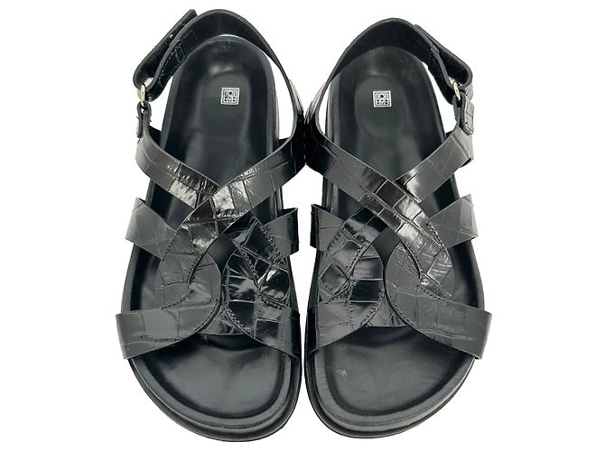 Totême Sandálias slingback Toteme em pele com efeito de crocodilo em preto - vista 3