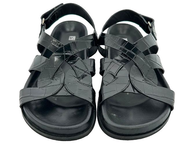 Totême Sandálias slingback Toteme em pele com efeito de crocodilo em preto - vista 4