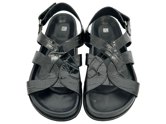 Totême Sandálias slingback Toteme em pele com efeito de crocodilo em preto - vista 5