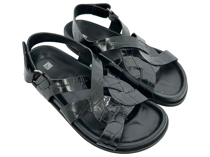 Totême Sandálias slingback Toteme em pele com efeito de crocodilo em preto - vista 6