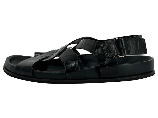 Totême Sandálias slingback Toteme em pele com efeito de crocodilo em preto - vista 8