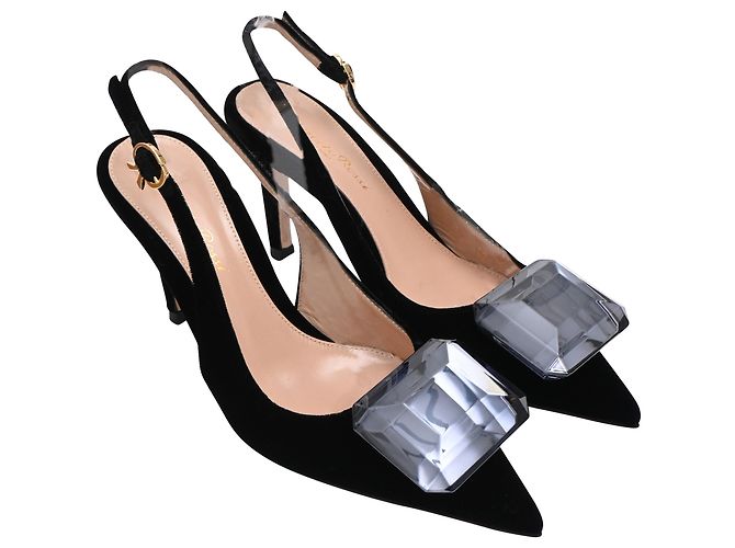 Décolleté Jaipur 85 Slingback Gianvito Rossi in velluto nero - vista 4