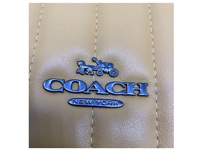 Bolsa Camera Coach Jes acolchoada com zíper duplo em couro amarelo - vista 14