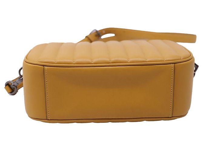 Bolsa Camera Coach Jes acolchoada com zíper duplo em couro amarelo - vista 5