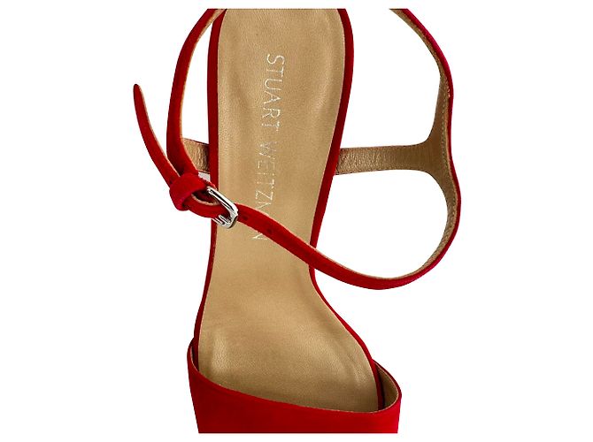 Sandali con tacco e cinturino alla caviglia Stuart Weitzman in camoscio rosso - vista 10