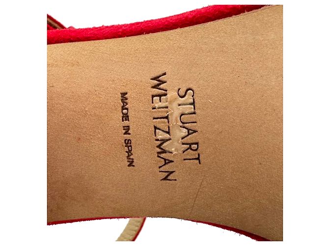 Sandali con tacco e cinturino alla caviglia Stuart Weitzman in camoscio rosso - vista 11
