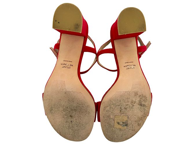 Sandali con tacco e cinturino alla caviglia Stuart Weitzman in camoscio rosso - vista 13