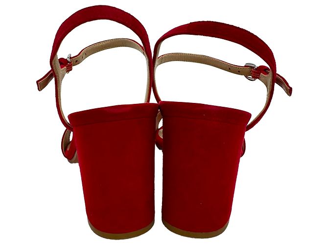 Sandali con tacco e cinturino alla caviglia Stuart Weitzman in camoscio rosso - vista 7