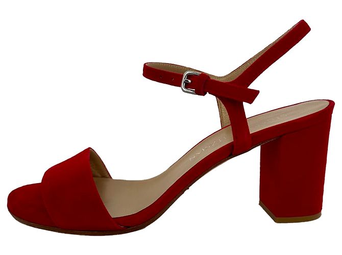 Sandali con tacco e cinturino alla caviglia Stuart Weitzman in camoscio rosso - vista 8