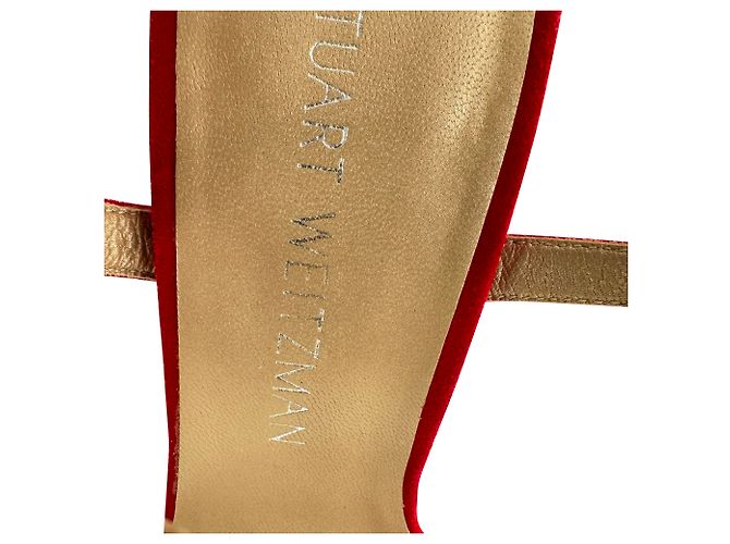 Sandali con tacco e cinturino alla caviglia Stuart Weitzman in camoscio rosso - vista 9