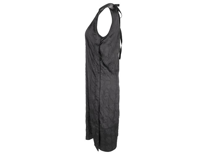 Abito midi Darienne di Acne Studios in raso nero con rilievo floreale - vista 2