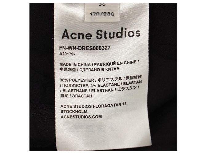 Abito midi Darienne di Acne Studios in raso nero con rilievo floreale - vista 5