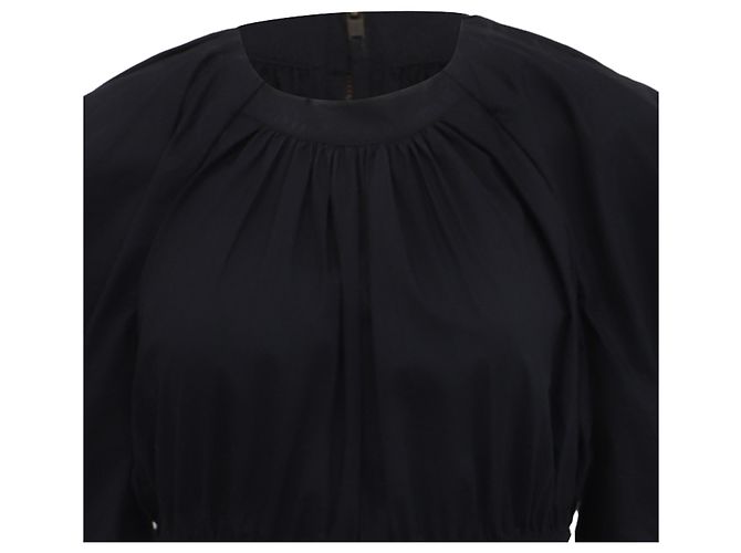 Ulla Johnson Puffed-Sleeve Tie-Waist Blouse in Black Cotton - view 2
