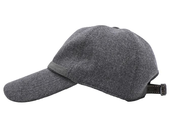 Brunello Cucinelli Flanell-Baseballkappe aus grauer Wolle - Ansicht 2