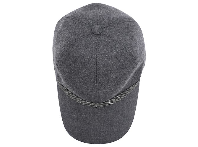 Brunello Cucinelli Flanell-Baseballkappe aus grauer Wolle - Ansicht 4