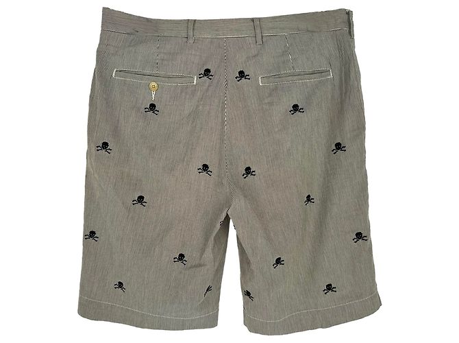 Pantaloncini Ralph Lauren con ricamo teschio in cotone grigio - vista 2