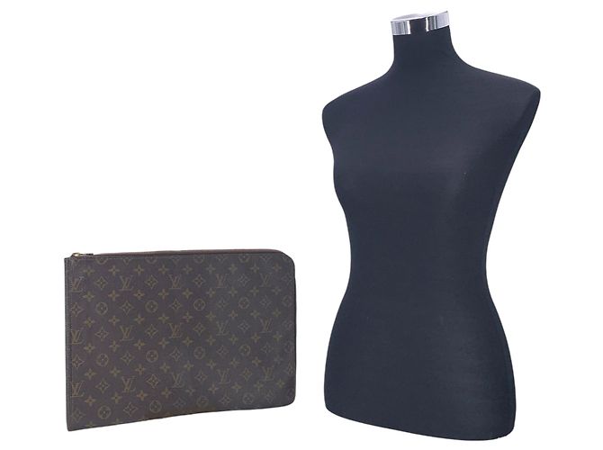 Louis Vuitton Clutch Portfolio Poche Documents in tela monogram marrone - vista 2