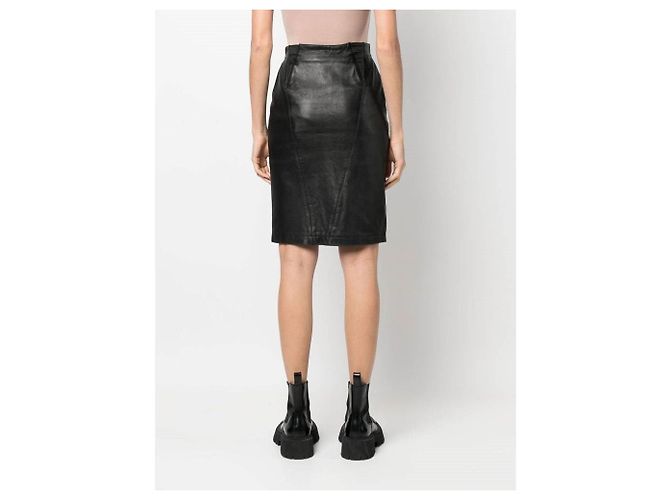 Falda de cuero negra con pliegues Alaïa Negro - vista 3