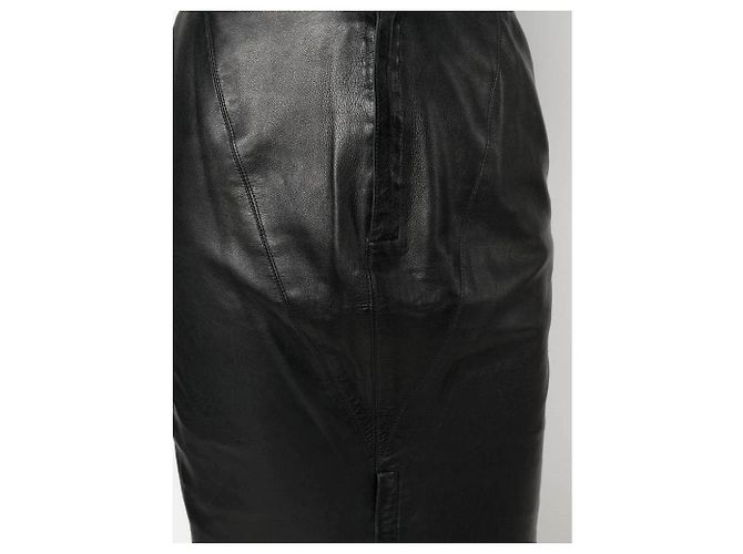 Falda de cuero negra con pliegues Alaïa Negro - vista 5