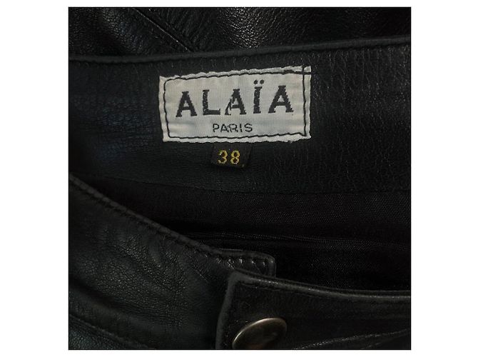 Falda de cuero negra con pliegues Alaïa Negro - vista 6