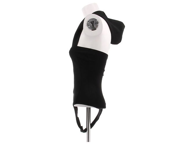 Courreges Schwarzer Body mit integrierter Kapuze - Ansicht 4