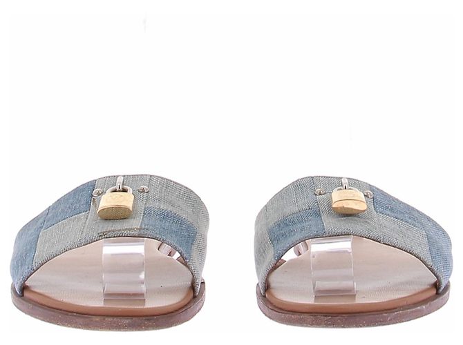 Sandali Louis Vuitton in denim blu taglia 40 - vista 3