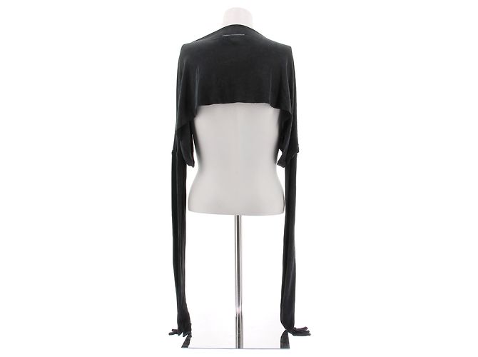 Mm6 Schwarzes Crop-Top mit integrierten Handschuhen - Ansicht 2