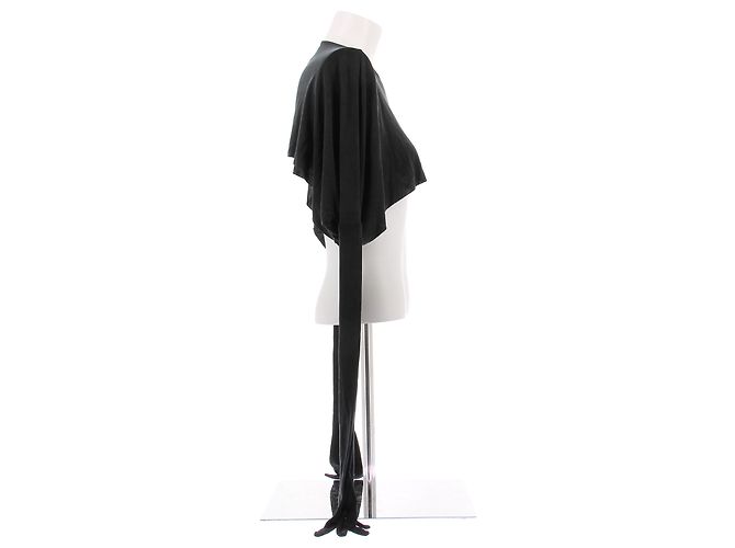 Mm6 Schwarzes Crop-Top mit integrierten Handschuhen - Ansicht 3