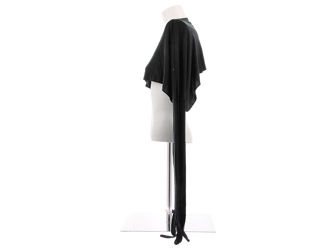 Mm6 Schwarzes Crop-Top mit integrierten Handschuhen - Ansicht 4