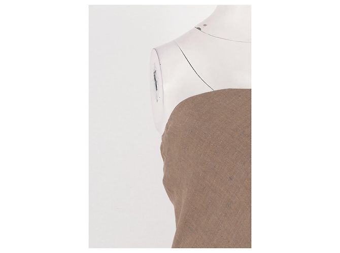 Autre Marque Beiges Naked Shoulders Leinenkleid - Ansicht 3