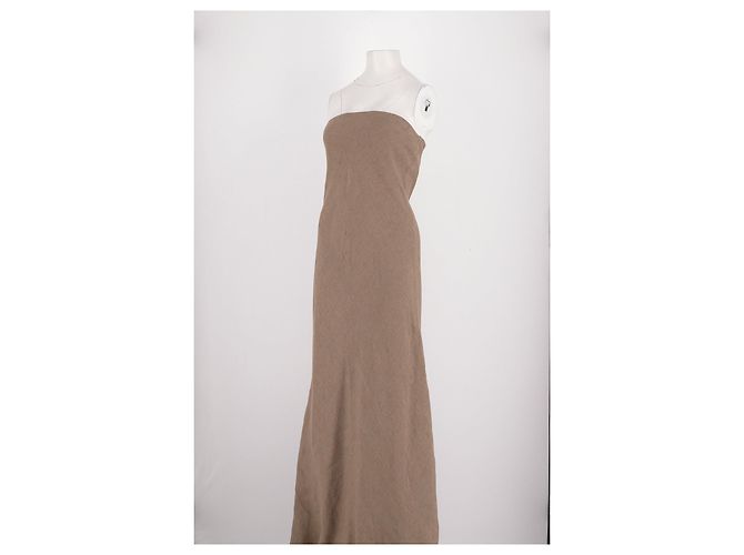 Autre Marque Beiges Naked Shoulders Leinenkleid - Ansicht 4