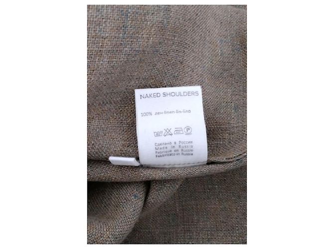 Autre Marque Beiges Naked Shoulders Leinenkleid - Ansicht 8