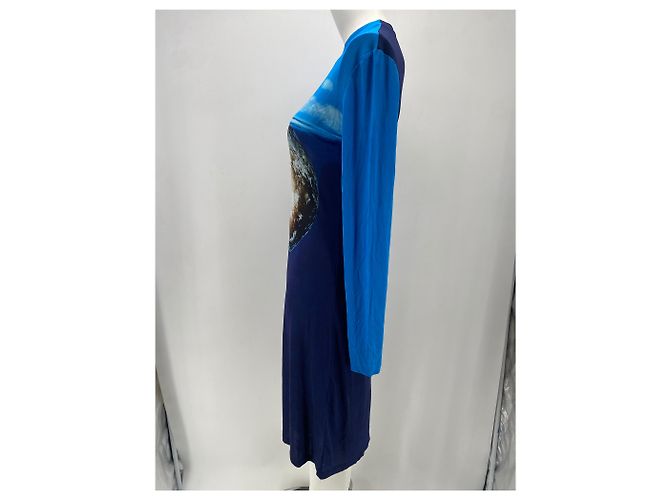 Vestido maxi estampado Paco Rabanne x Kimura Tsunehisa Azul - vista 3