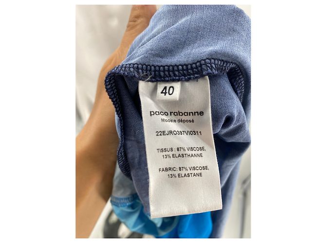 Vestido maxi estampado Paco Rabanne x Kimura Tsunehisa Azul - vista 6