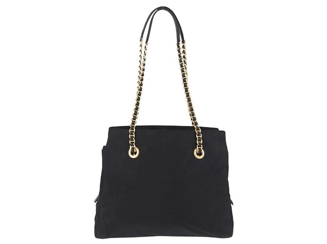 PRADA Chain Shoulder Bag Nylon Black Gold Tone - vista 2