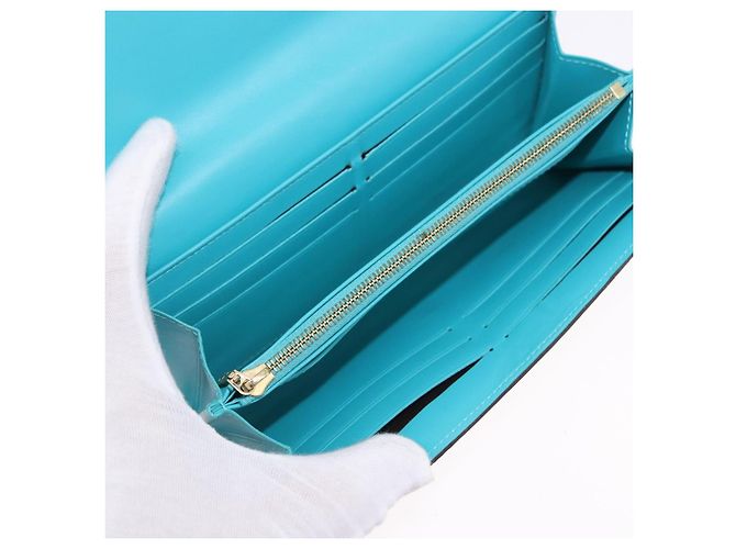 LOUIS VUITTON Monogram Vernis Portefeuille Sarah Wallet Blue M93219 - vista 9