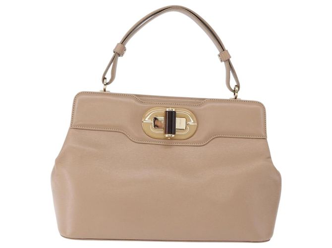 Bulgari BVLGARI Hand Bag Leather 2way Beige Gold Tone - vista 13