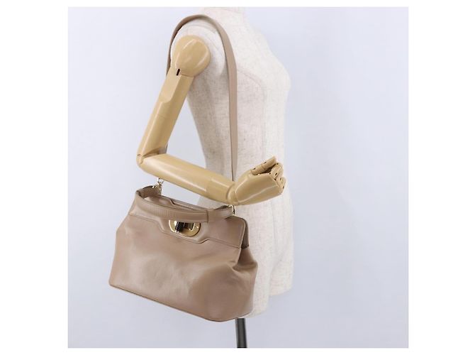 Bulgari BVLGARI Hand Bag Leather 2way Beige Gold Tone - vista 25