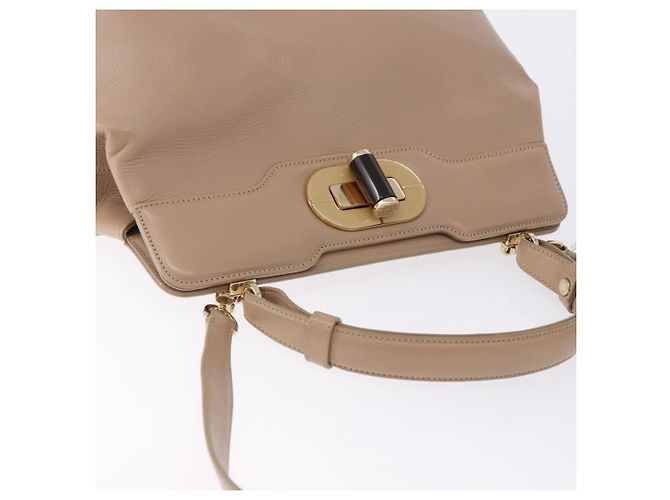 Bulgari BVLGARI Hand Bag Leather 2way Beige Gold Tone - vista 6